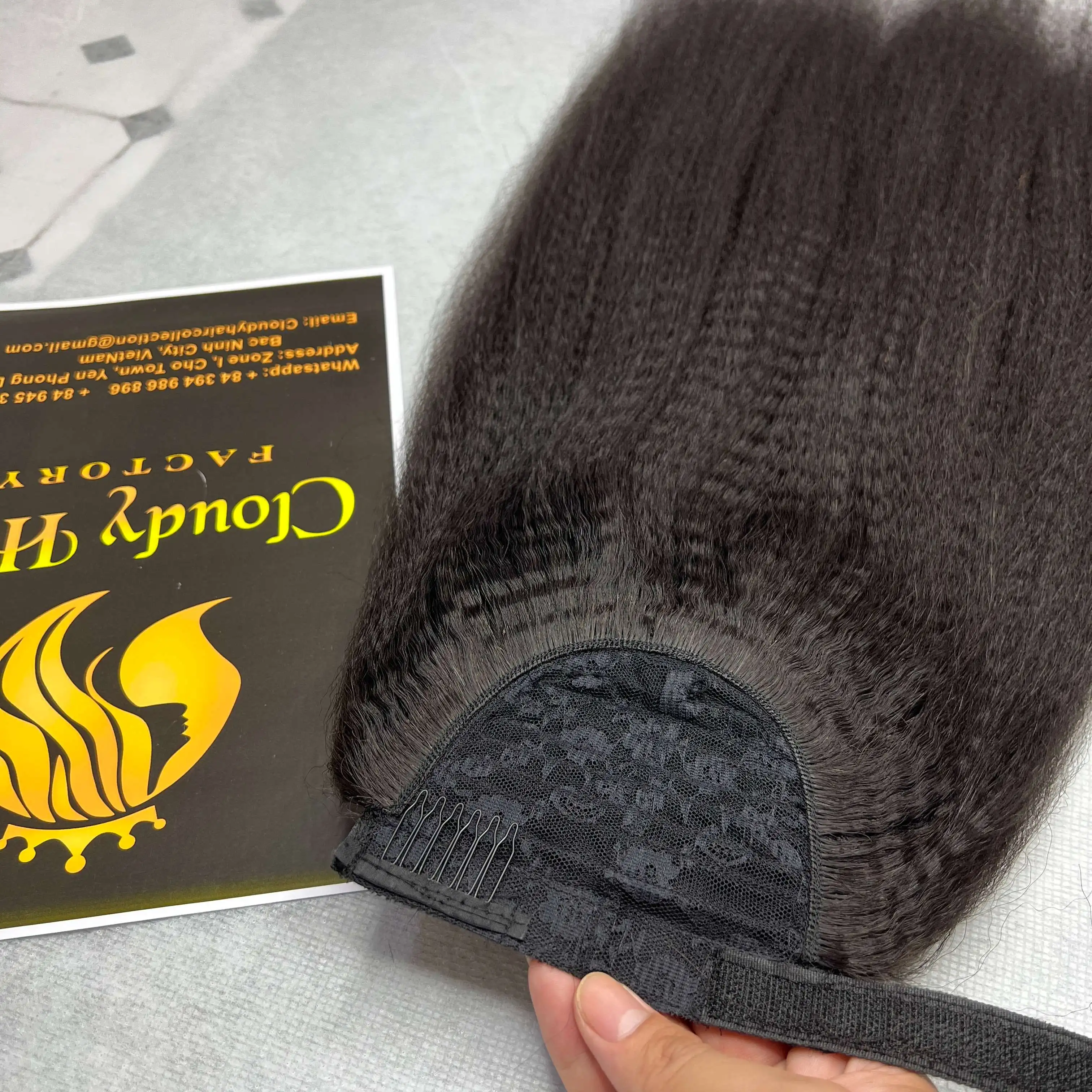 Brazilian Kinky Straight Human Hair Virgin Kinky Straight Hair Pony Tails 100% Unprocessed Yaki Straight Human Hair Extensions