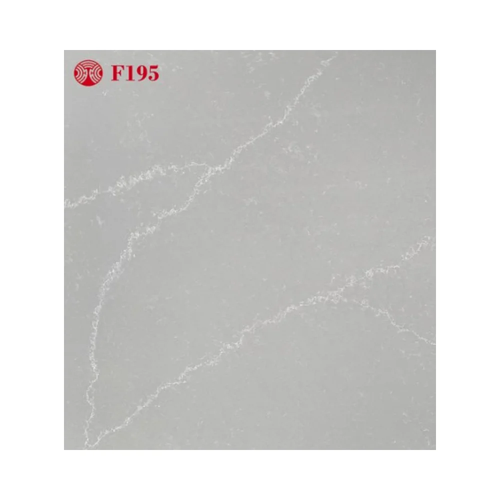 F195 Alabaster Grey Artificial Quartz Slab 90-95% Crushed Natural Quartz Crystals Resins Pigments Surface Material Composed