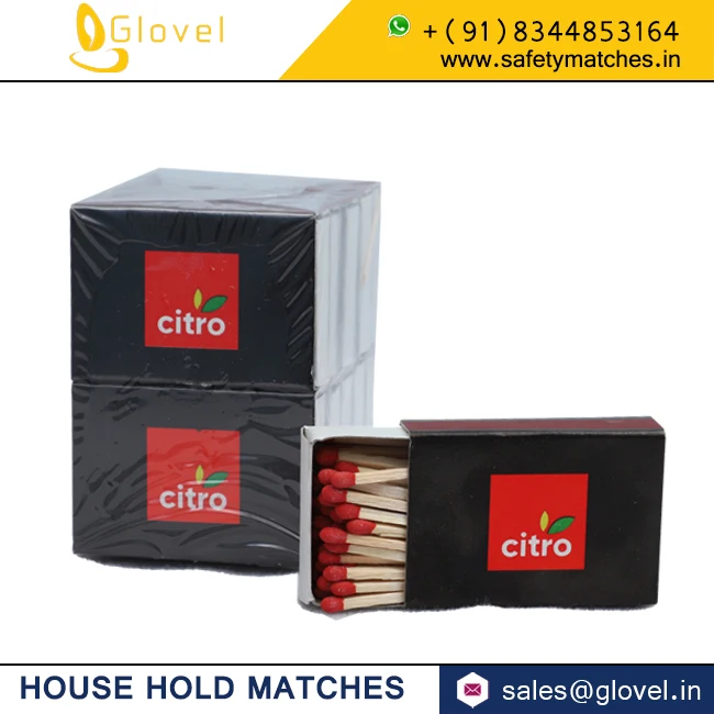 Top quality Household Matches customized logo with box size 51 X 35 X 14 MM side friction Dotted Plain exporter from India