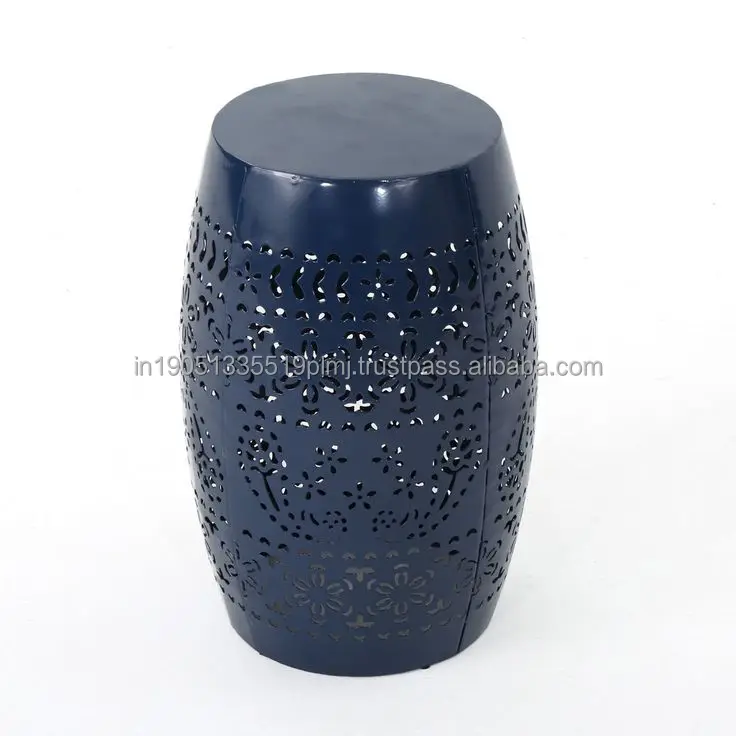 Antique Design 2024 Laser Cutting Metal Blue Color Painted Beautiful Iron Decorative For Homes And garden Coffee table or Stool