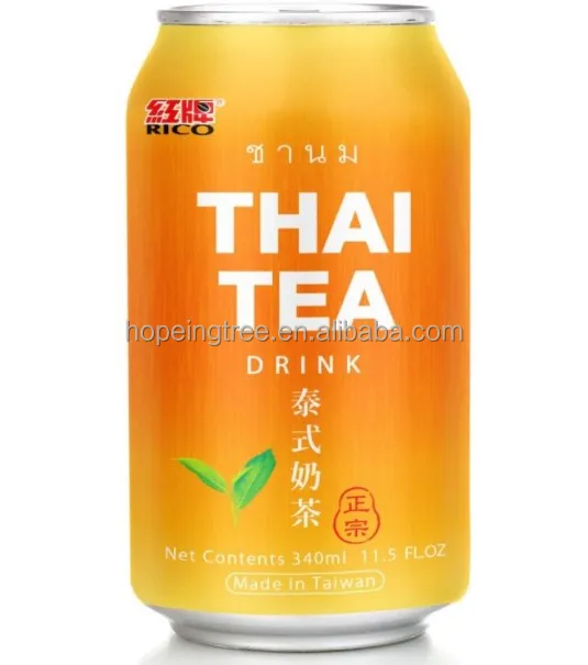 Готовый к употреблению низкий уровень сахара, можно пить безалкогольный напиток, Тайский чай 340 мл