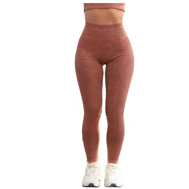 Seamless Knit Fabric 51% Polyamide 38% Polyester 11% Elastane Tapered High Waisted Marble Brown Womens Breathable Legging
