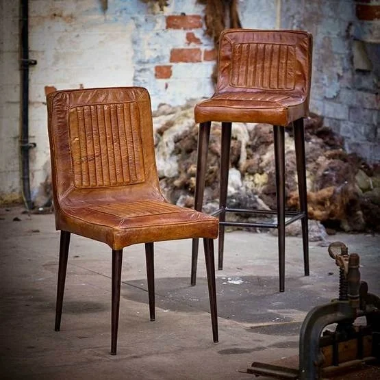 Винтажный кожаный стул Индийский ресторан кафе паб мебель для отеля Jodhpur промышленный деревенский обеденный