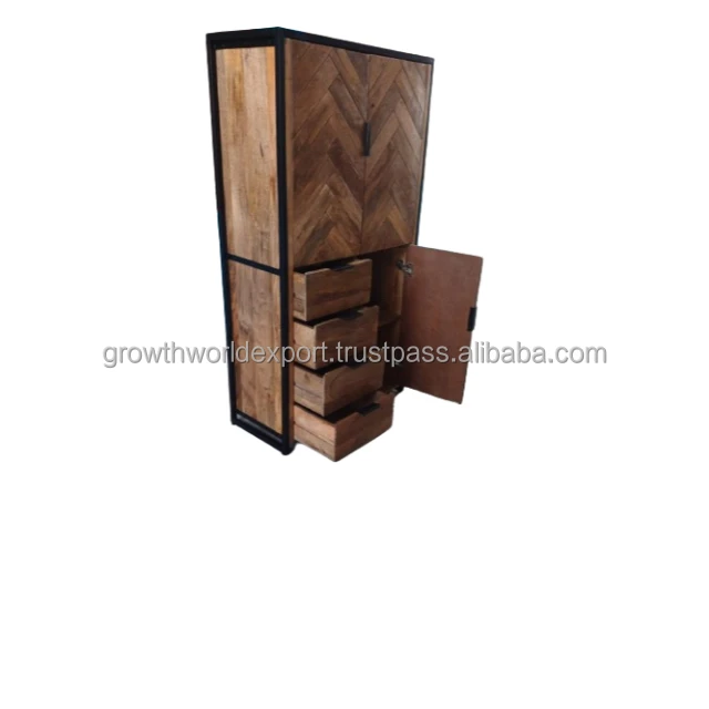 Newest Herringbone Wooden Wardrobe Furniture stylish Design 3 door & 4 Drawer storage Affordable Bedroom Room Home Furniture
