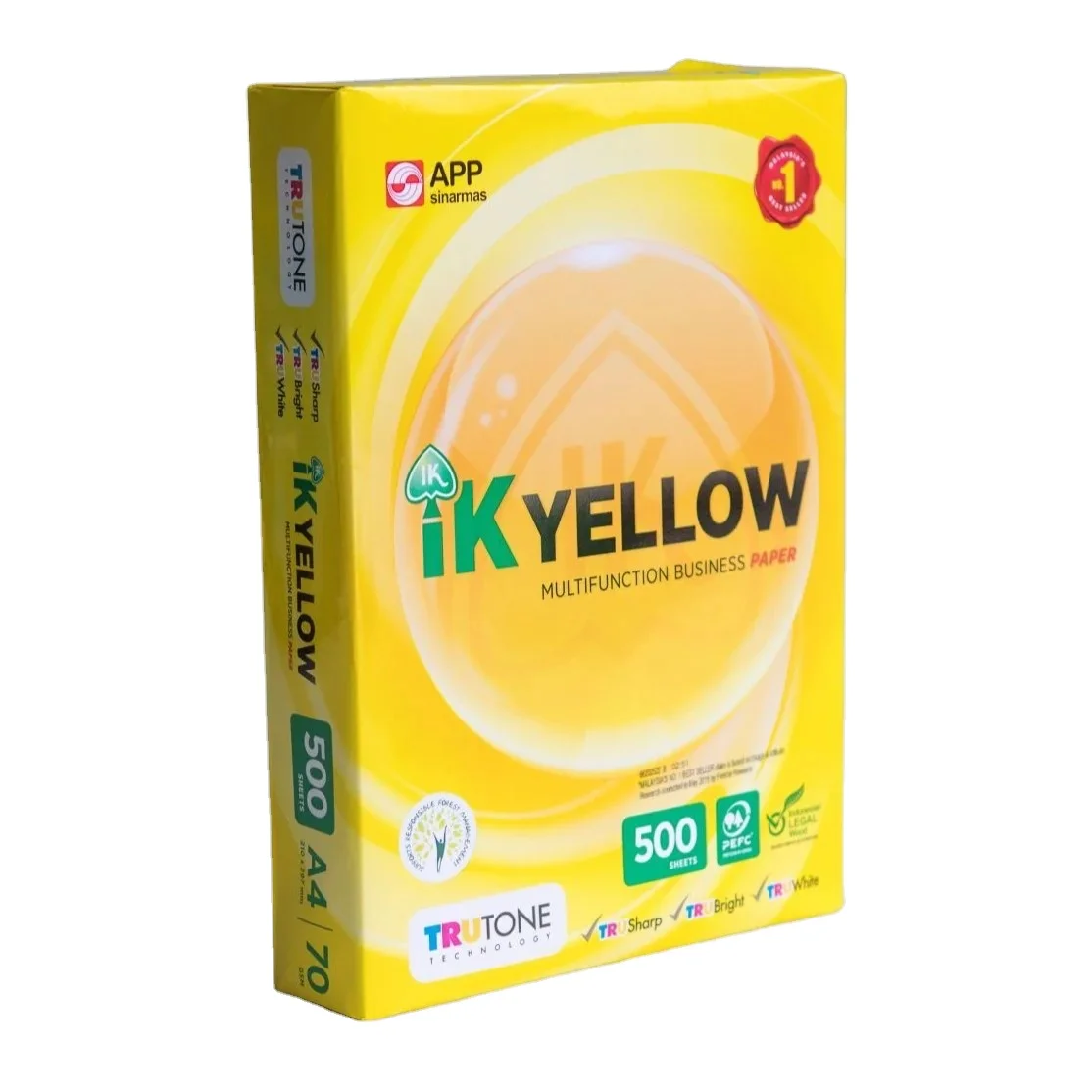 Buy 100% Natural Wood Pulp Superior Quality IK Yellow A4 Copy Paper 80gsm Perfect Bulk Office Orders Factory Supplied