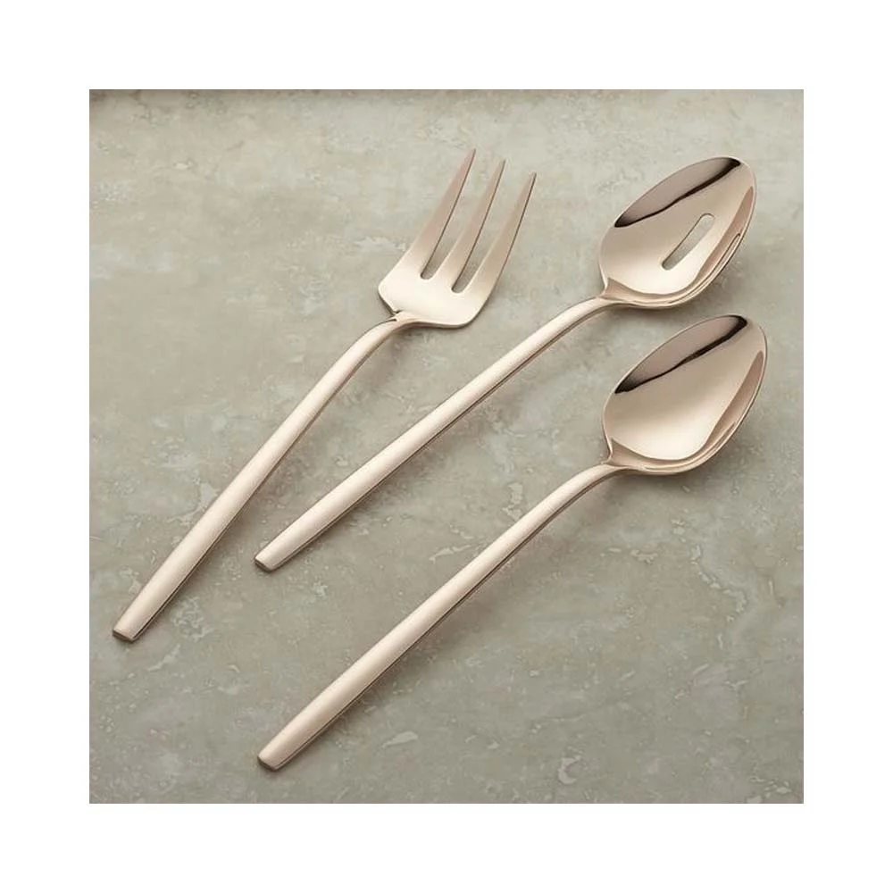 Wholesale portable luxury 5 piece stainless steel Designer Handle Italian cutlery with Thin modern salad server  Set