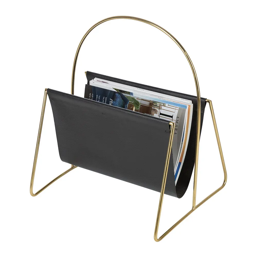 PU Leather Magazine Rack Document File Holder File Folder Organizer Magazine Holder Newspaper Book Storage Basket With Handles