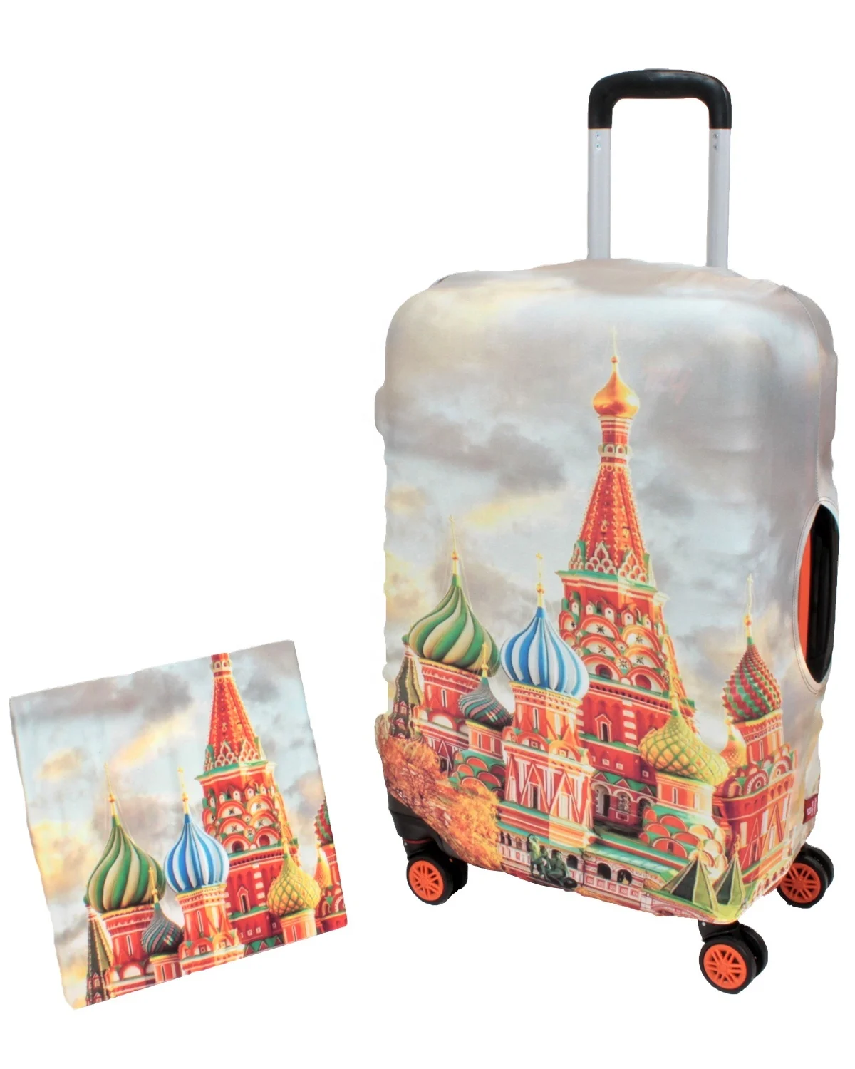 Custom Spandex Elastic Suitcase Cover Made In Turkey Kremlin Moscow Printed Travel Luggage Cover