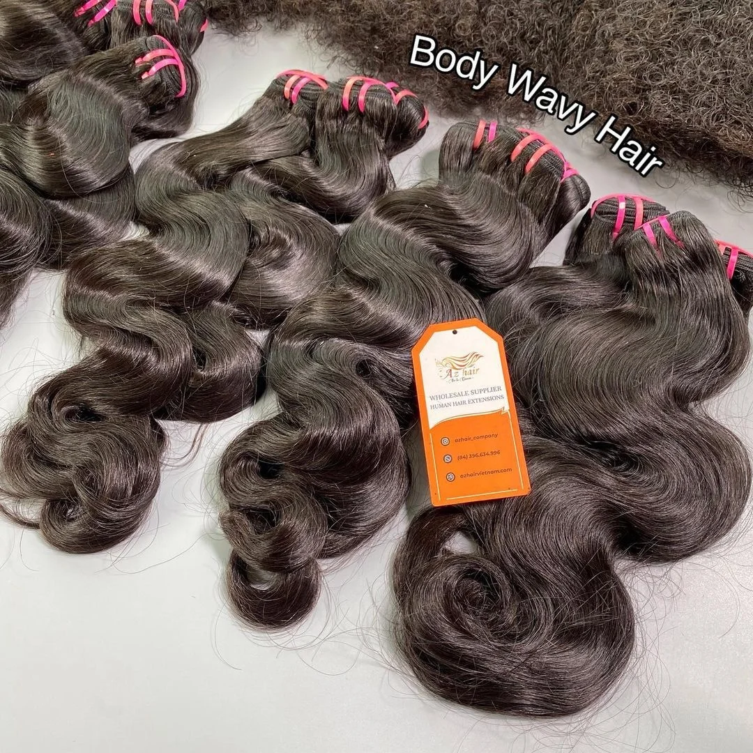 Body Wavy Full Cuticle Aligned Weft Hair Natural Black With Burgundy Tip Vietnamese Human Hair Extensions Length 8'-34'