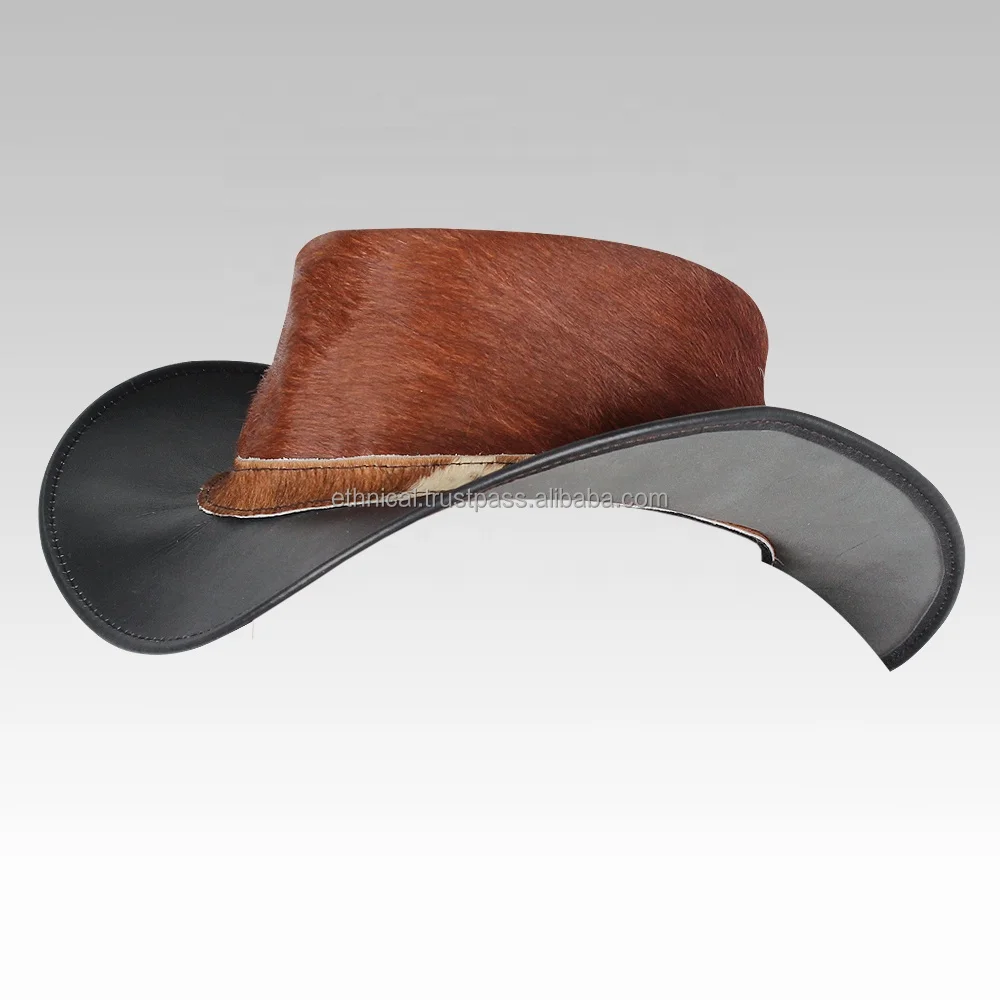 Hair On hide Leather American Cowboy Hat Cowhide Material Cowgirl Australian Western Fashion Hats