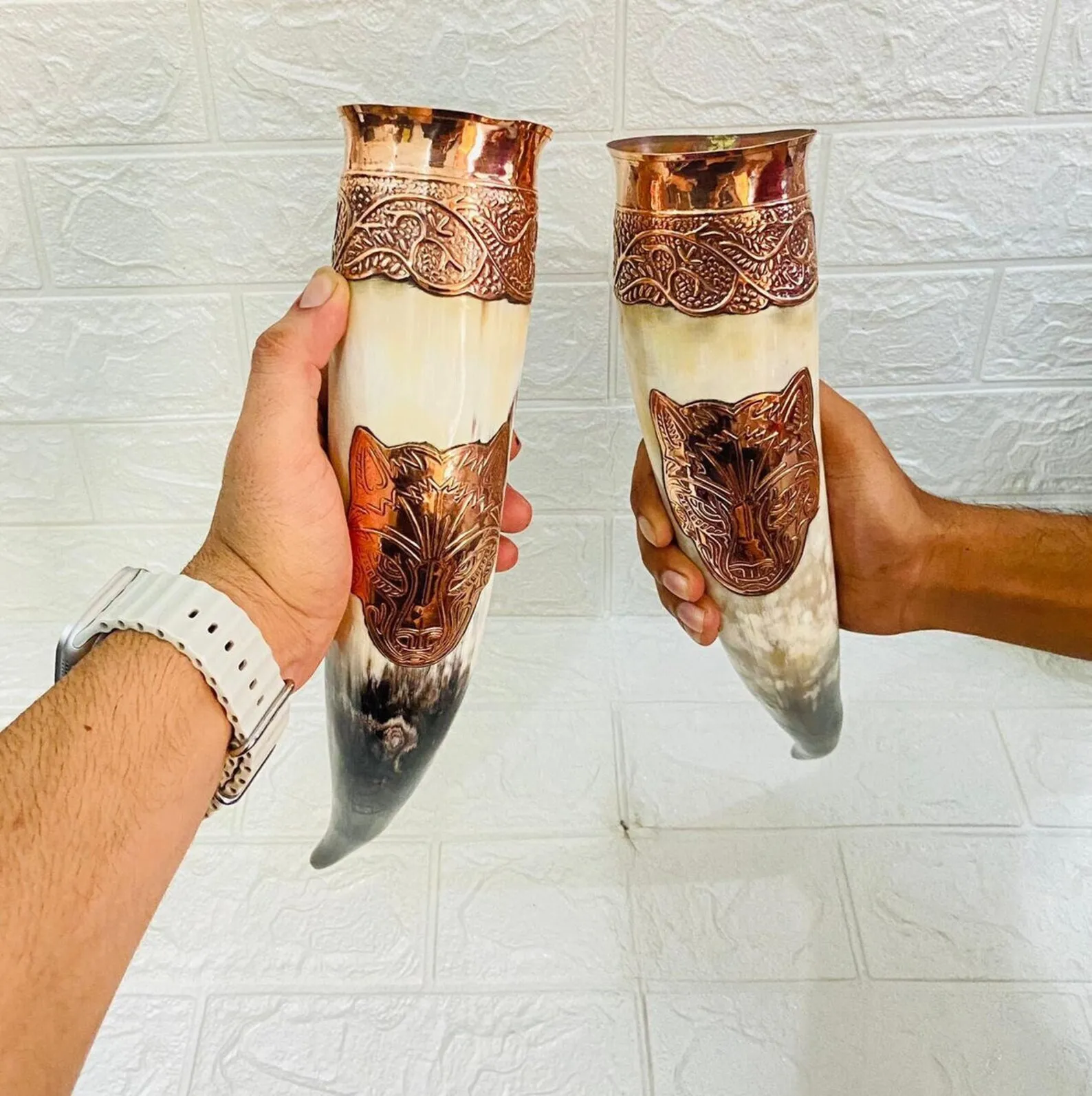 Viking Drinking Horn Made with Genuine Ox and Cow Drinking Horn, Featuring Authentic Viking Design for a Wedding Gift Agate