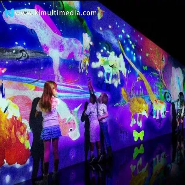 Interactive Wall Projection With 3D Projector Games for Kids Educational System Interact Art Installation Video Display Exhibit