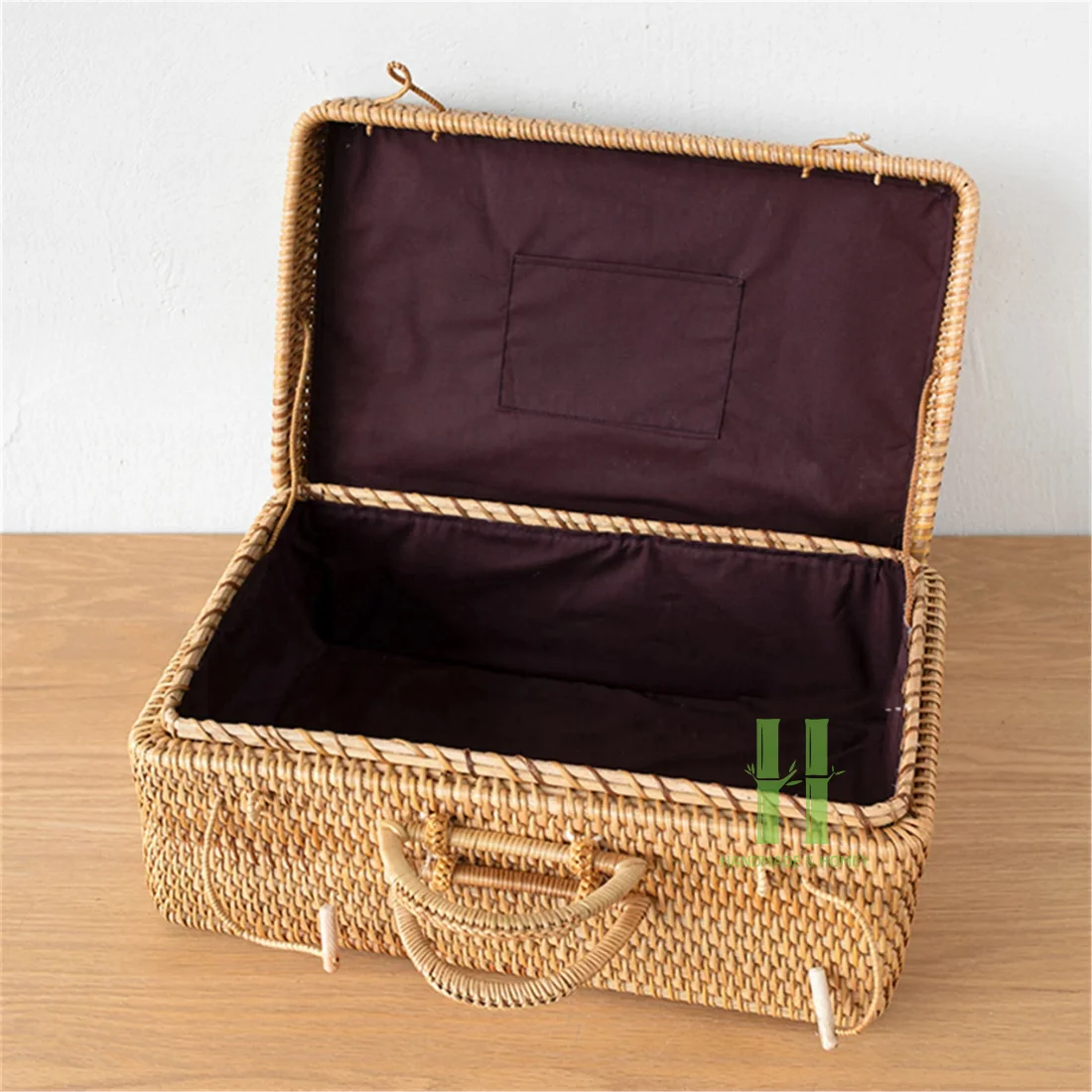 HNH Craft Rattan Luggage for Summer Vacation Storage Basket for Home Organization Handmade and Packing in Vietnam