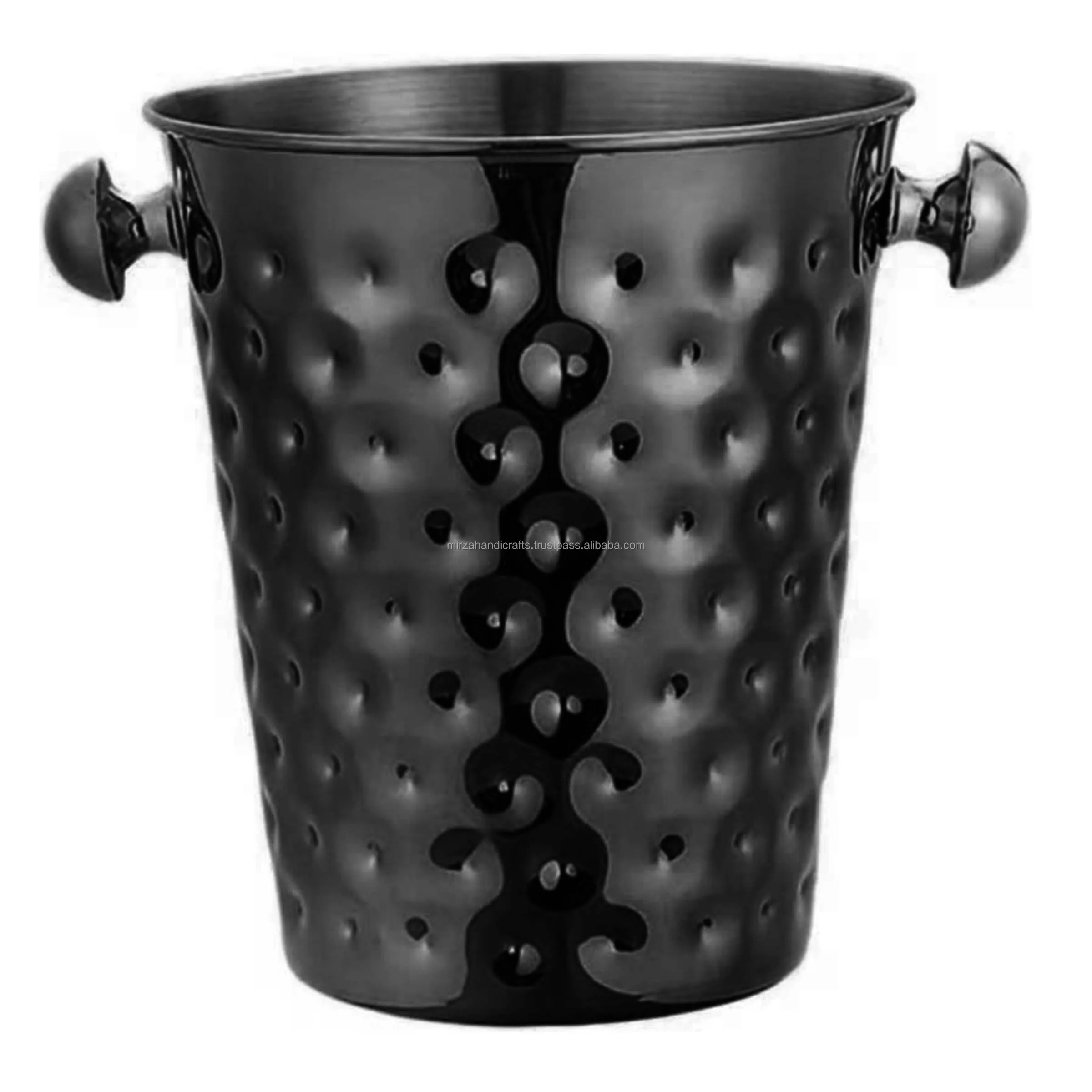 Black Finished Glossy Ice Bucket European Style Ice Bucket Thicken Stainless Steel Ice Cube Barrel Metal Custom Price