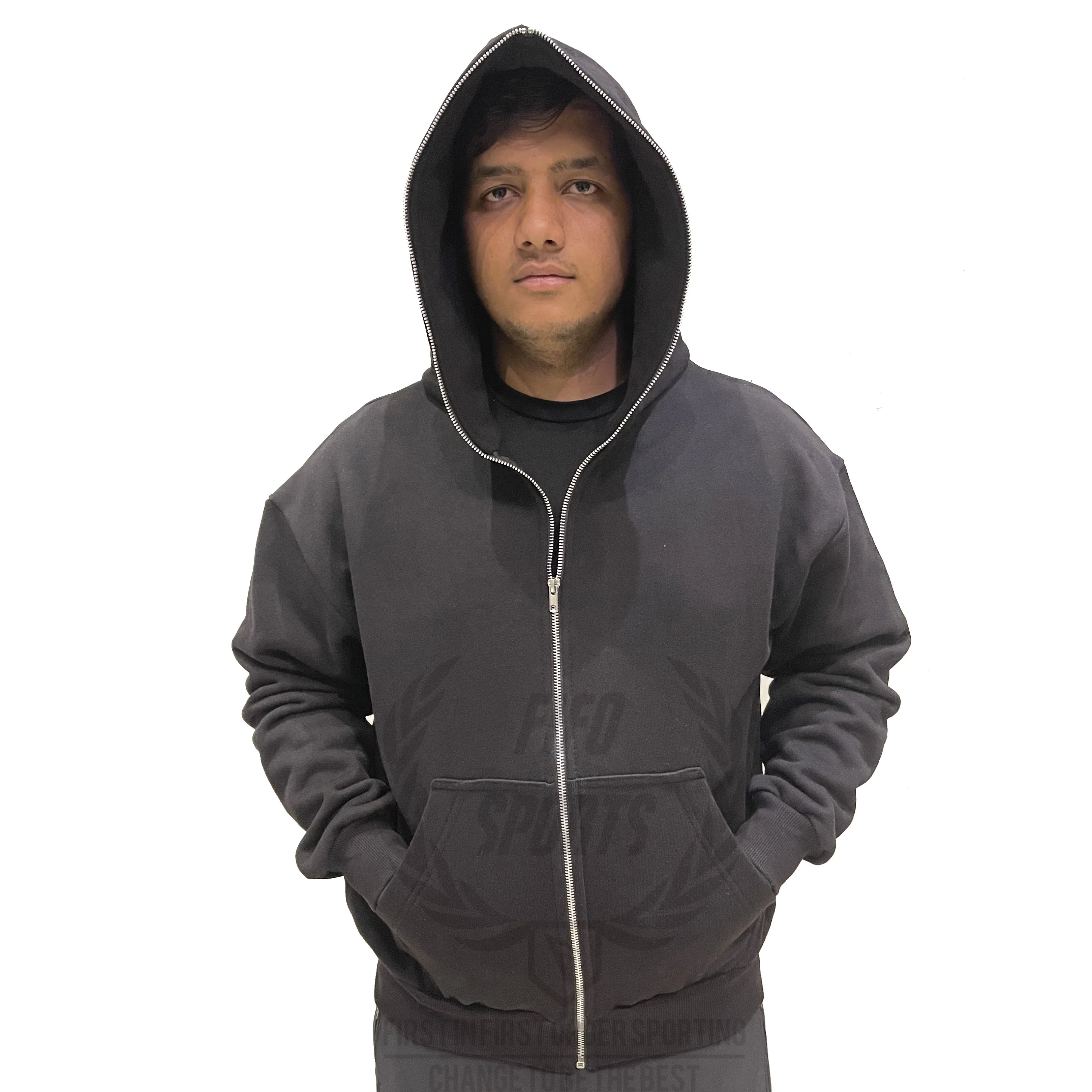 High quality bulk oversized heavyweight 36oz 465gsm unisex full face zip hoodie jacket custom blank cotton full zip up hoodies