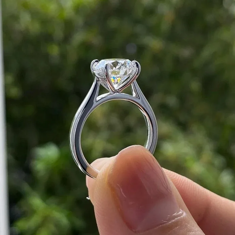 Beautiful Round Cut CVD HPHT Lab Grown Diamond Wedding Ring With Eternity Band Excellent Cut Amazing Engagement Gift For Women