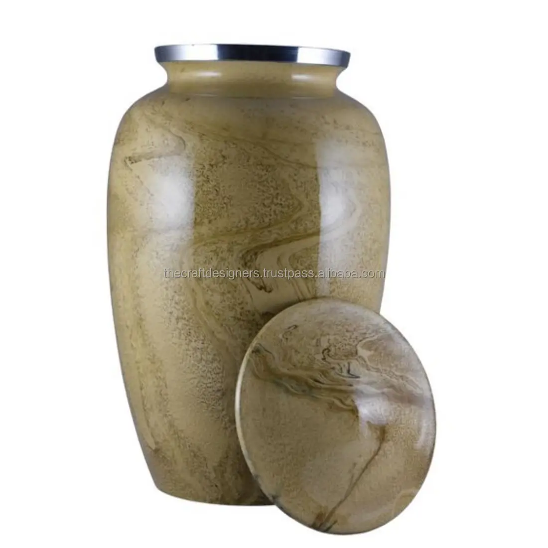 Humans Coffin Cremation Urn Memorial Funeral Supplies Brass Cremation Urn Wooden Tone Finished Best Selling Adult Urn By TCD