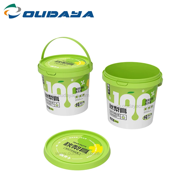 Wholesale IML PP 1l 2.5l 3l 5l plastic biscuit cookie container bucket tub with handle
