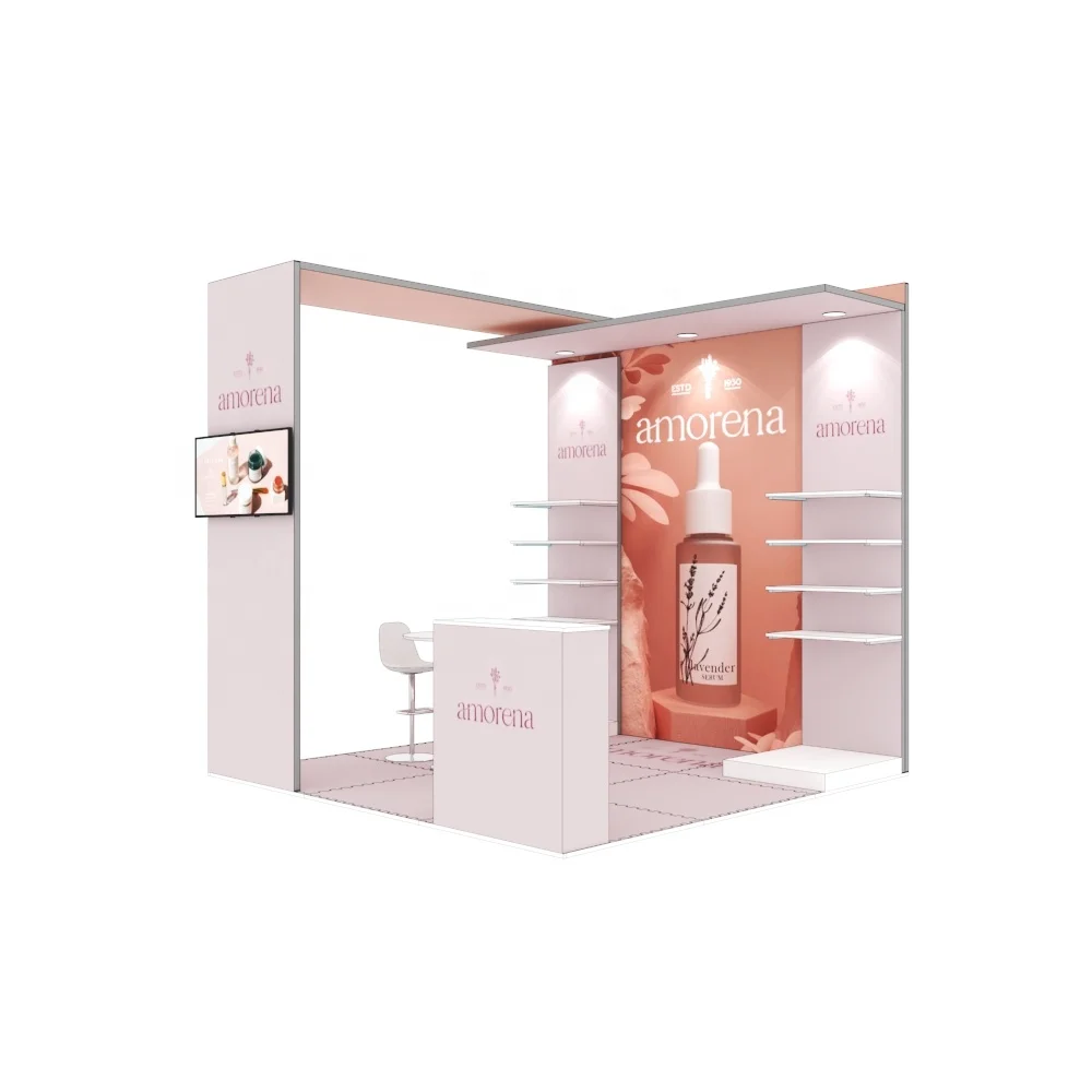 Quality modular aluminum SEG portable 10x10 tradeshow expo fashionable light weight shelf display exhibition trade show booth