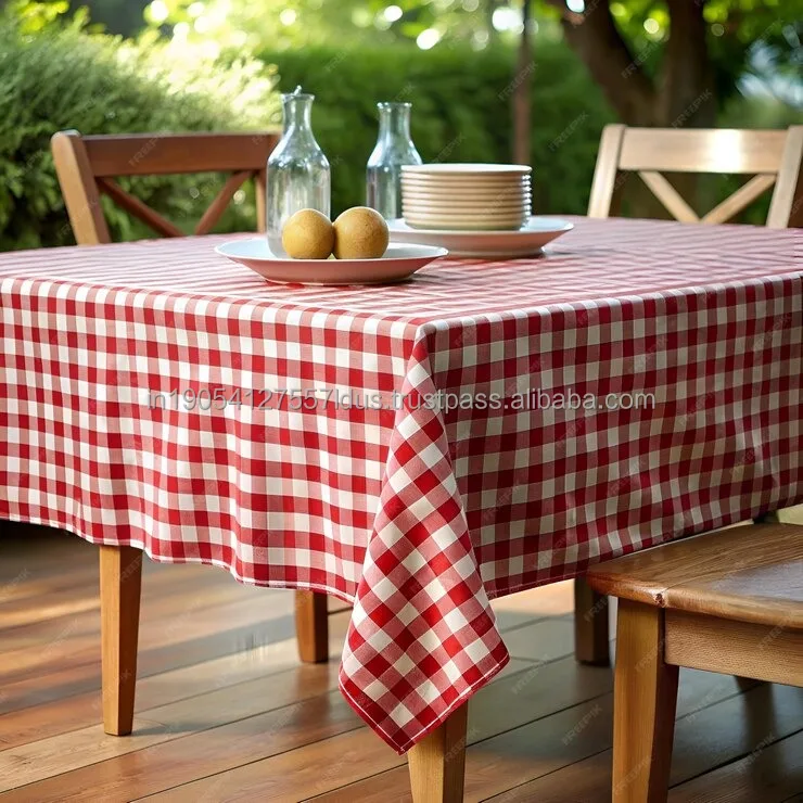 Cheap wholesale Waterproof checkered design Tablecloth for Table Protect from heat