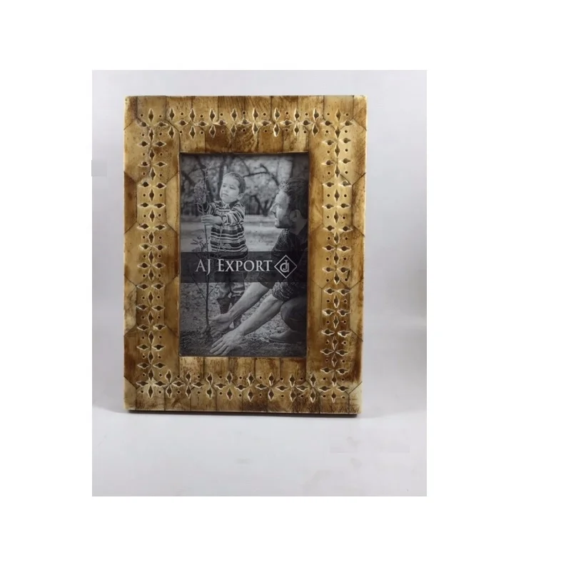 DECORATIVE MODERN HORN PHOTO FRAME. Bone & Resin Inlay Photo Frame Top Design Wall Decor Mother of Pearl Picture Frame Wall Art