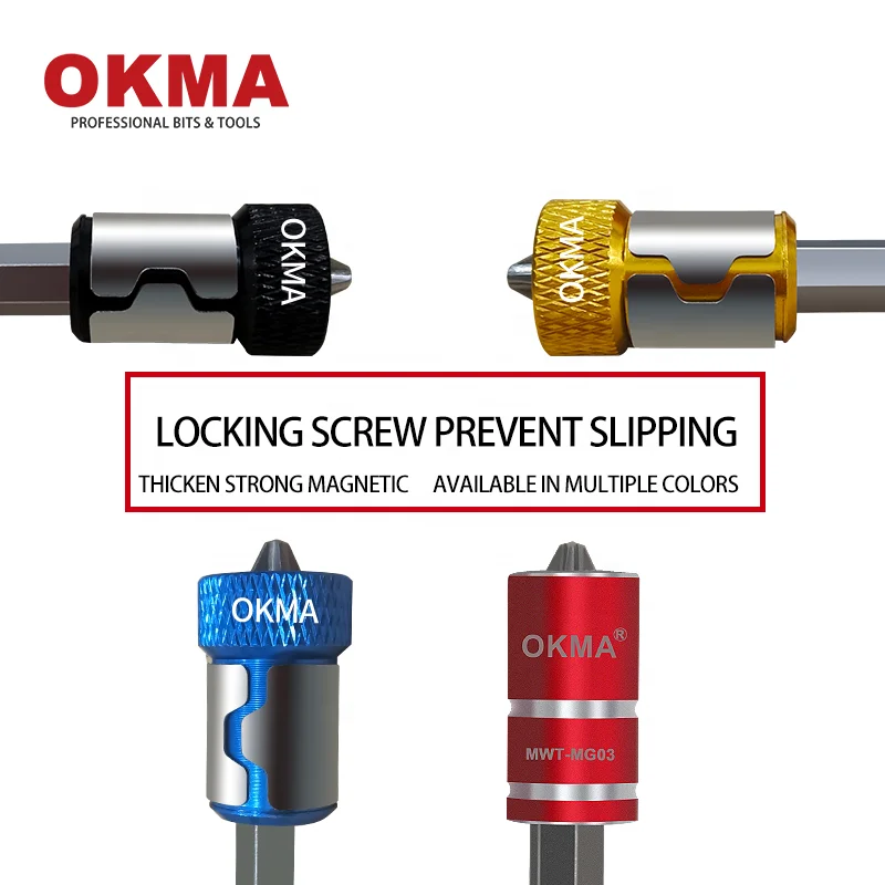OKMA Universal Screwdriver Magnetic Ring Adapter 1/4  Metal Alloy Steel for 6.35mm Hexagonal screwdriver bits