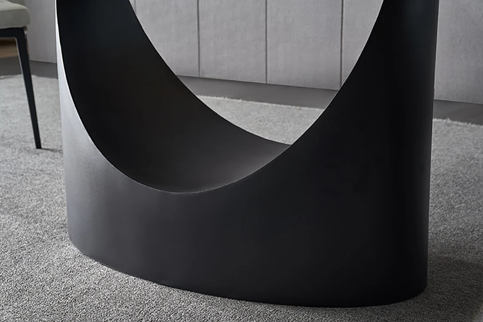 Minimalist Rectangular Marble Sintered Stone Top Steel Metal Legs Base Rectangular Dining Table