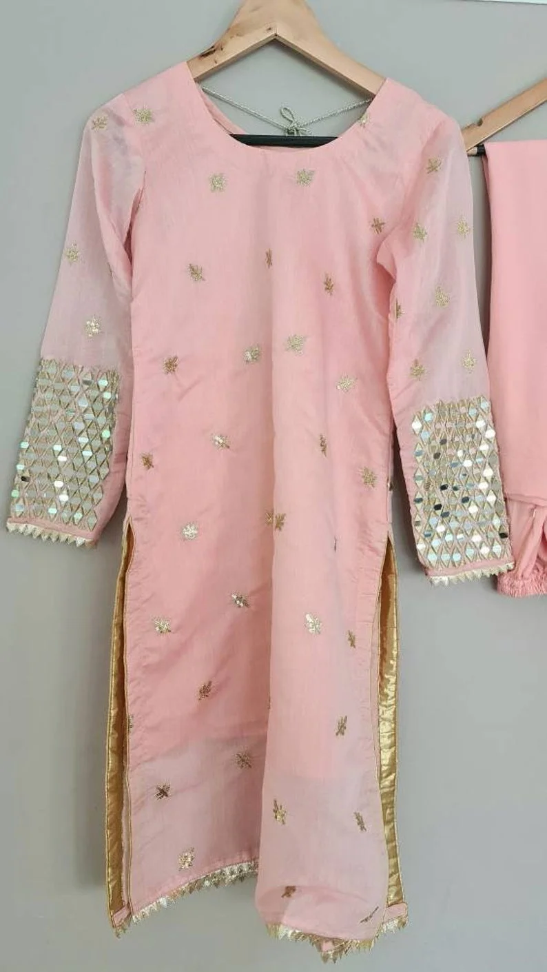Indian Pakistani Mirror Work Suit Ready Made Shalwar Kameez clothes Hot Selling Dress 2021