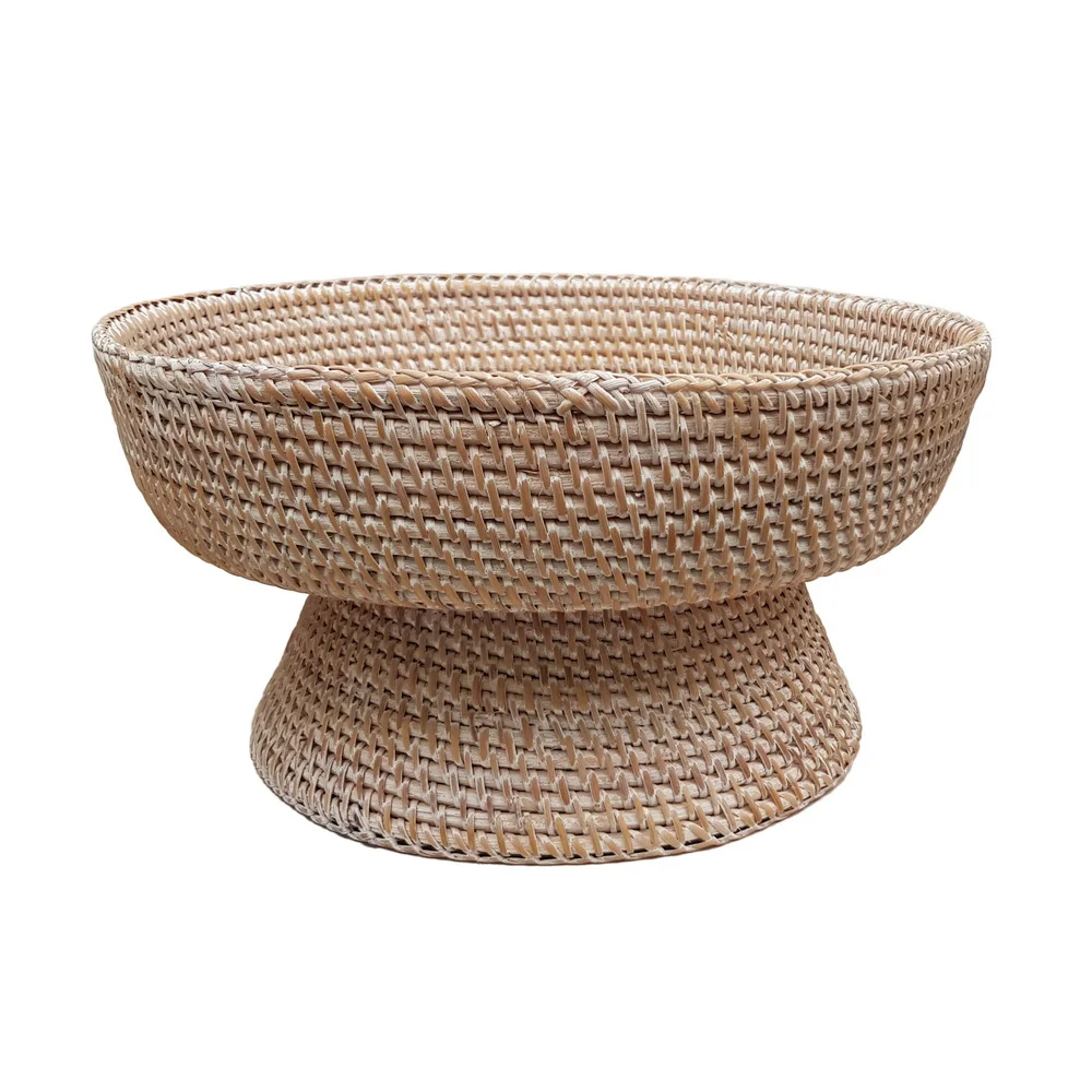 Sustainable round Rattan Tray with Stand Multifunction Fabric Storage Baskets for Neatening Kitchen Use Dimensional Tolerance