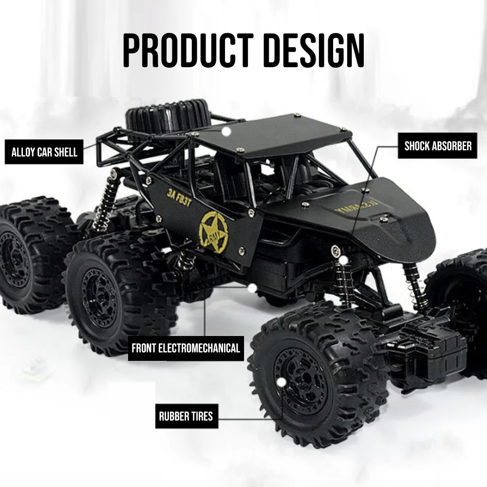 
Amazon Top Selling 2.4MHz Alloy Drift Stunt RC 6x6 Rock Crawler Remote Control RC 4WD Car 