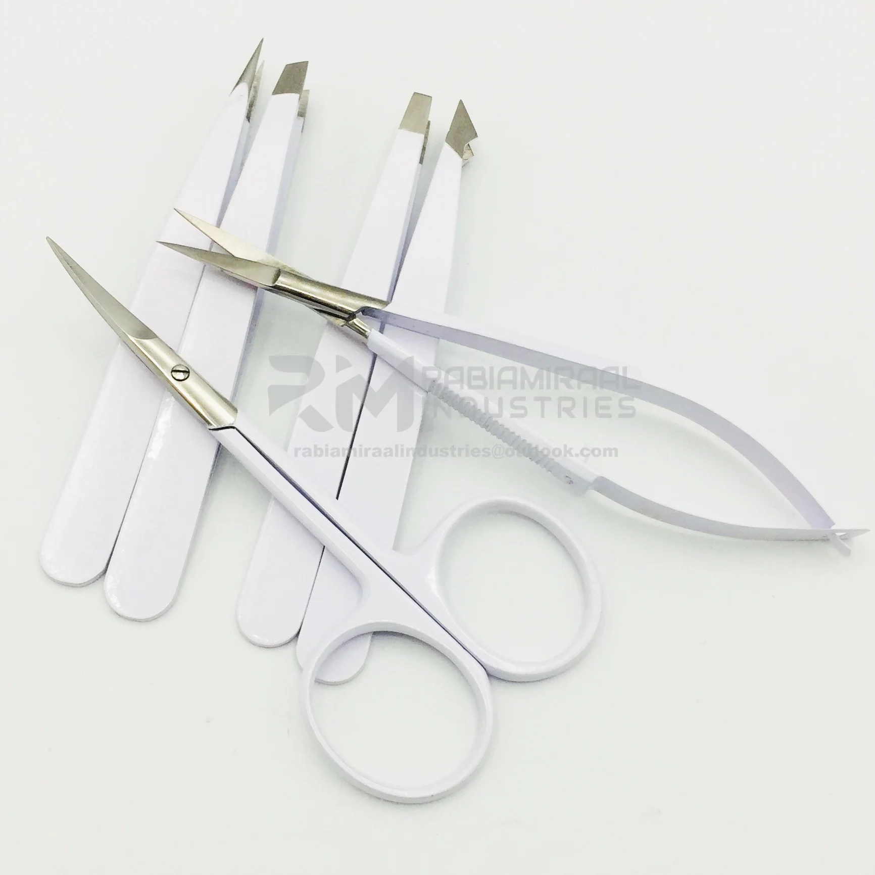 Private Label Stainless Steel Precision Eyebrow  Eyelash Shaping & Trimming Scissor Makeup Mini Spring Scissors RMI-MZ-SPS- 1602