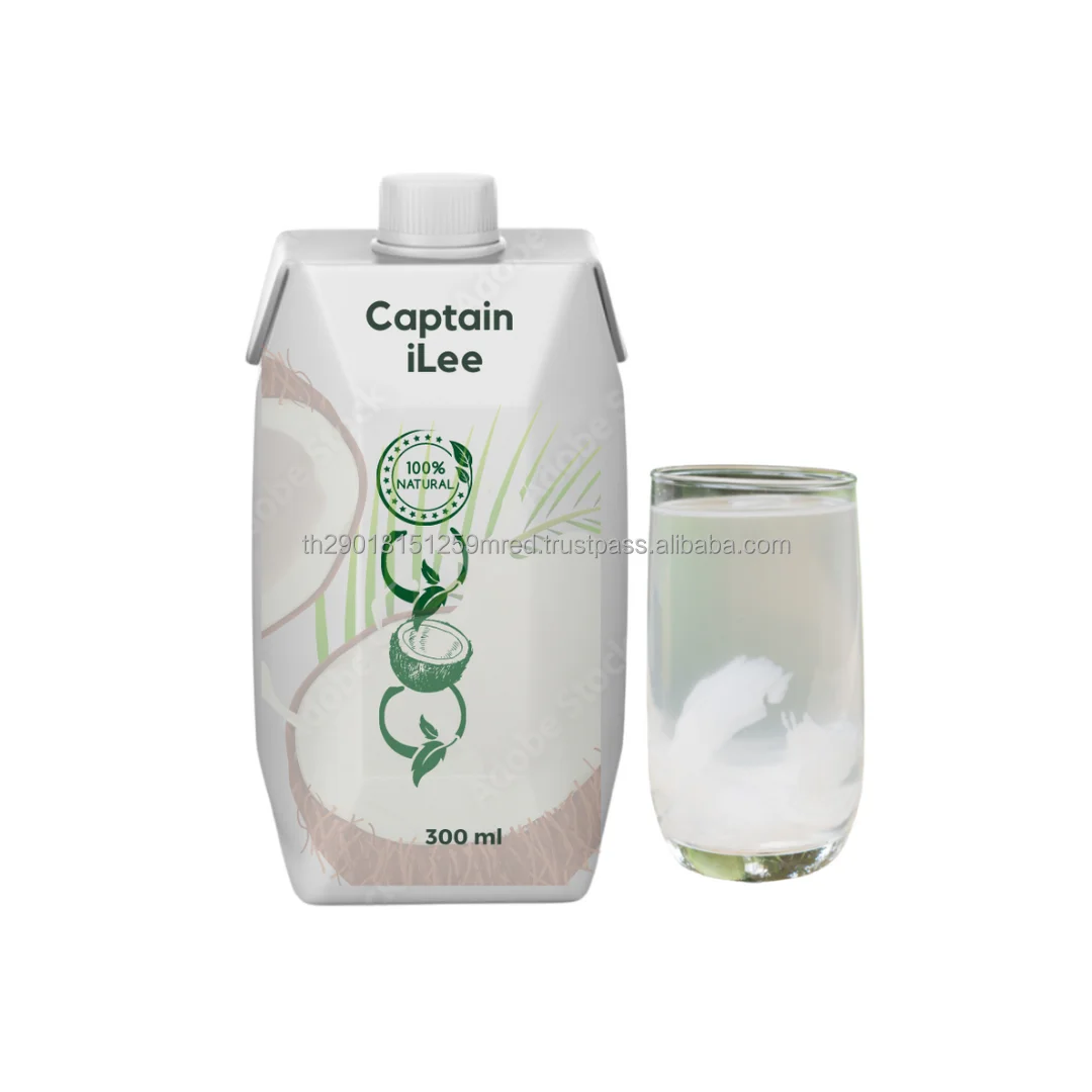 Organic Pure Coconut Water Juice 100% OEM Prism Te Ta Pack Paper Box 1000ml Captain iLee of BEST A EVER Company Limited
