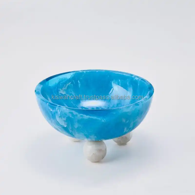 Large Green Bowl With Ball Feet Tabletop And Decor Dinnerware Food Server Bowl Decorative Rounded Durable Food Resin Fruit