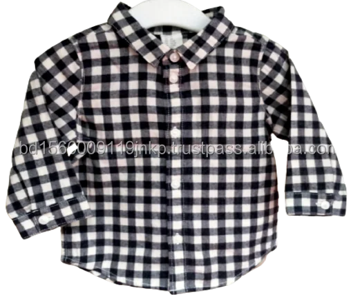 Boys Kids Custom Shirt With Plaid Design For Boys Top Quality Baby Casual Shirts Manufacture from Bangladesh Wholesale Price