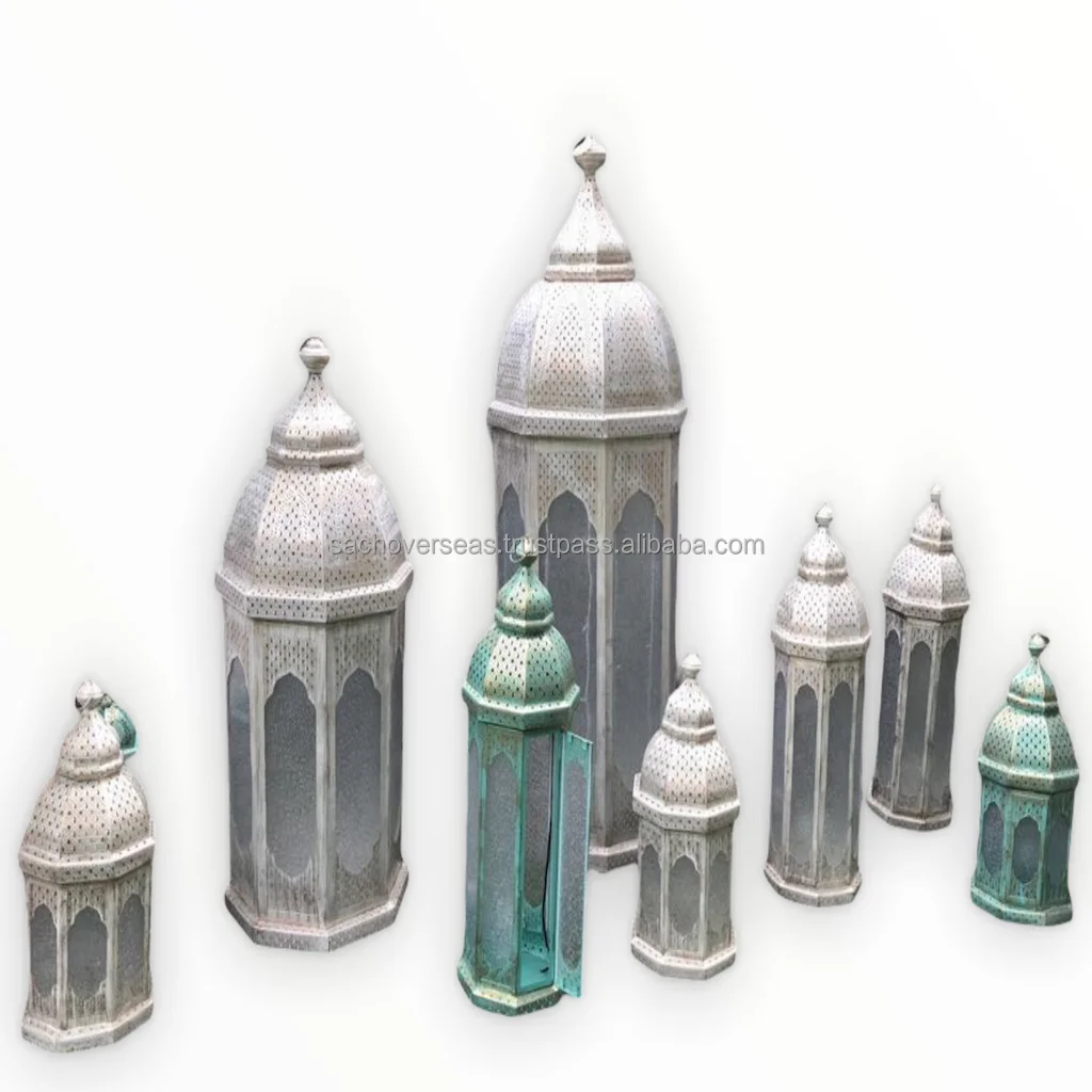 Traditional Multiple Sizes Rustic Look Moroccan Metal Lantern in Various Colour Options