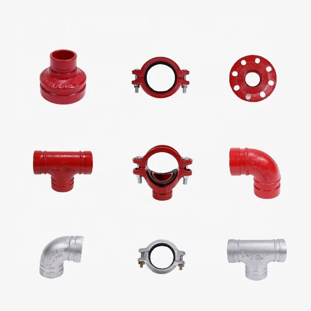 FM UL Fire Fighting Pipe Fittings Fire Protection System Ductile Iron Pipe Fittings Grooved Tee Elbow Coupling Reducer