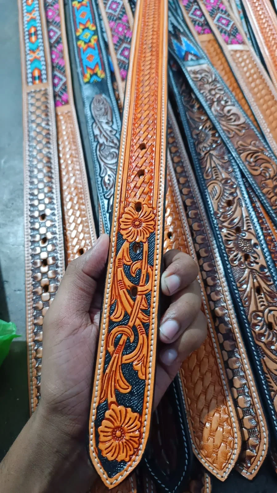 Best Selling Premium Quality Genuine Leather Western Cowboy Belt With Hand Carved/Hand Tooled Design Manufacturer