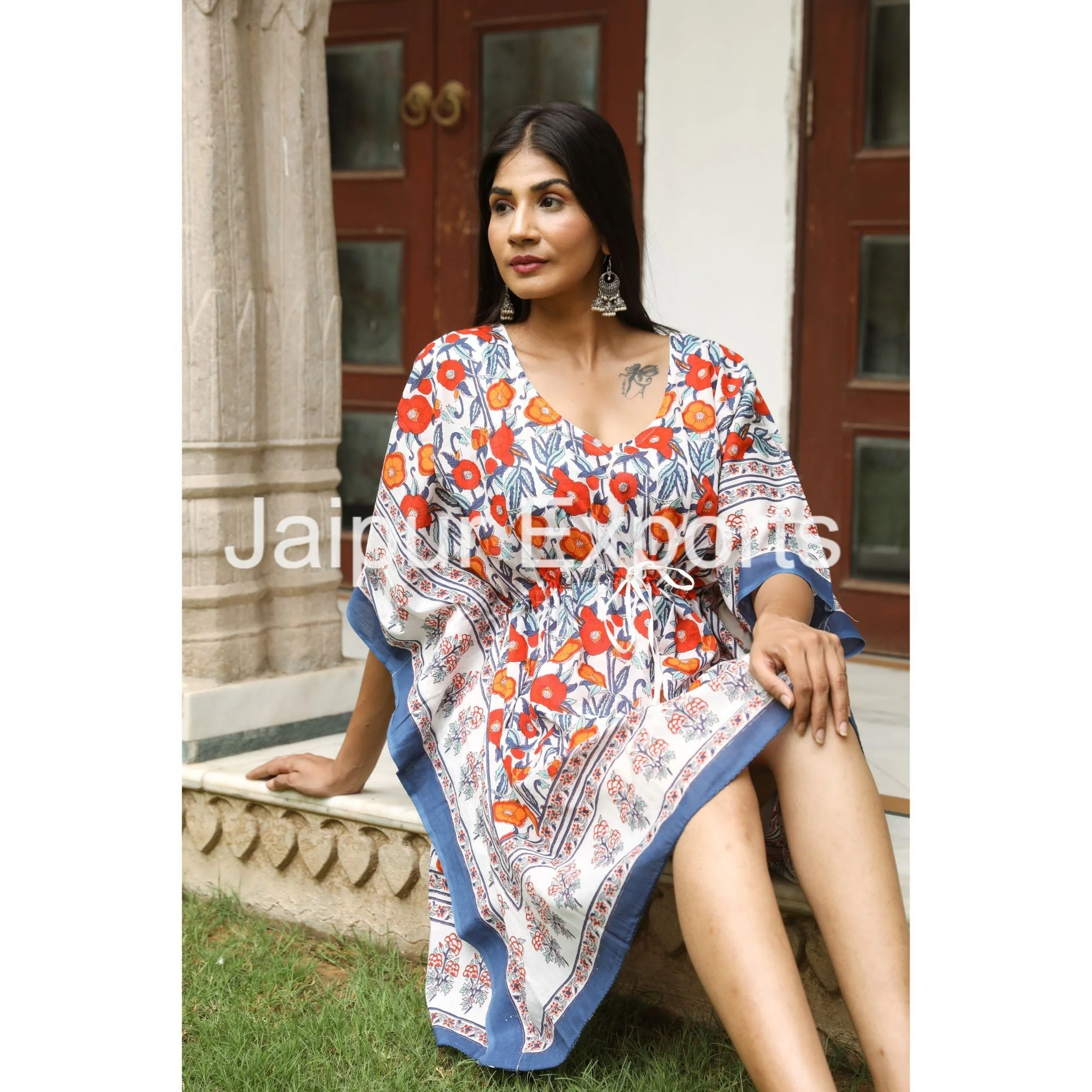Women Bohemian Style Plus Size Hippie Boho Dress Short Kaftan Designer Beach Bikini Cover Up Dress Summer Clothing Casual Wear