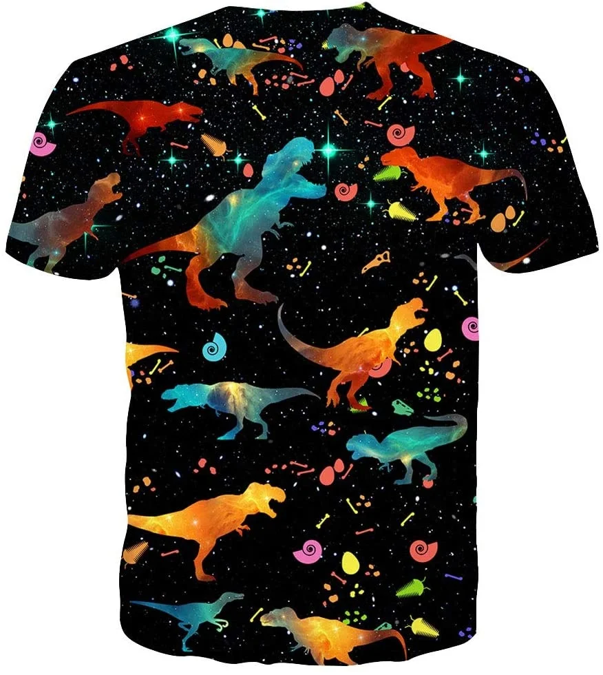 Amazing Animal 3D Print Shirts Colorful Space Graphic Tees for Men Women Teens Solid Color Cotton T Shirt Polyester / Cotton