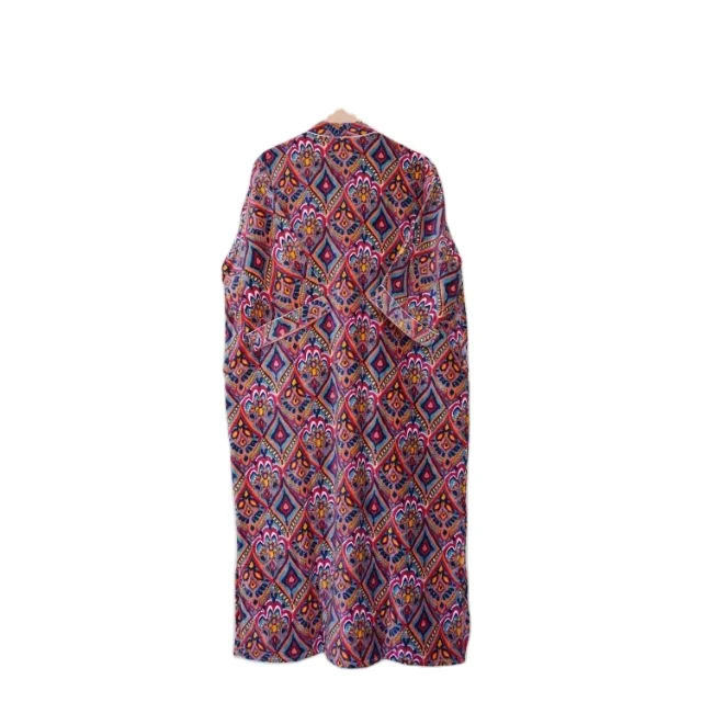 Women Velvet Kimono Robe Winter Tie Belt Jacket Soft Velvet Kimono Bathrobe Indian Handmade Night Suit Maxi Gown Floral Kimono