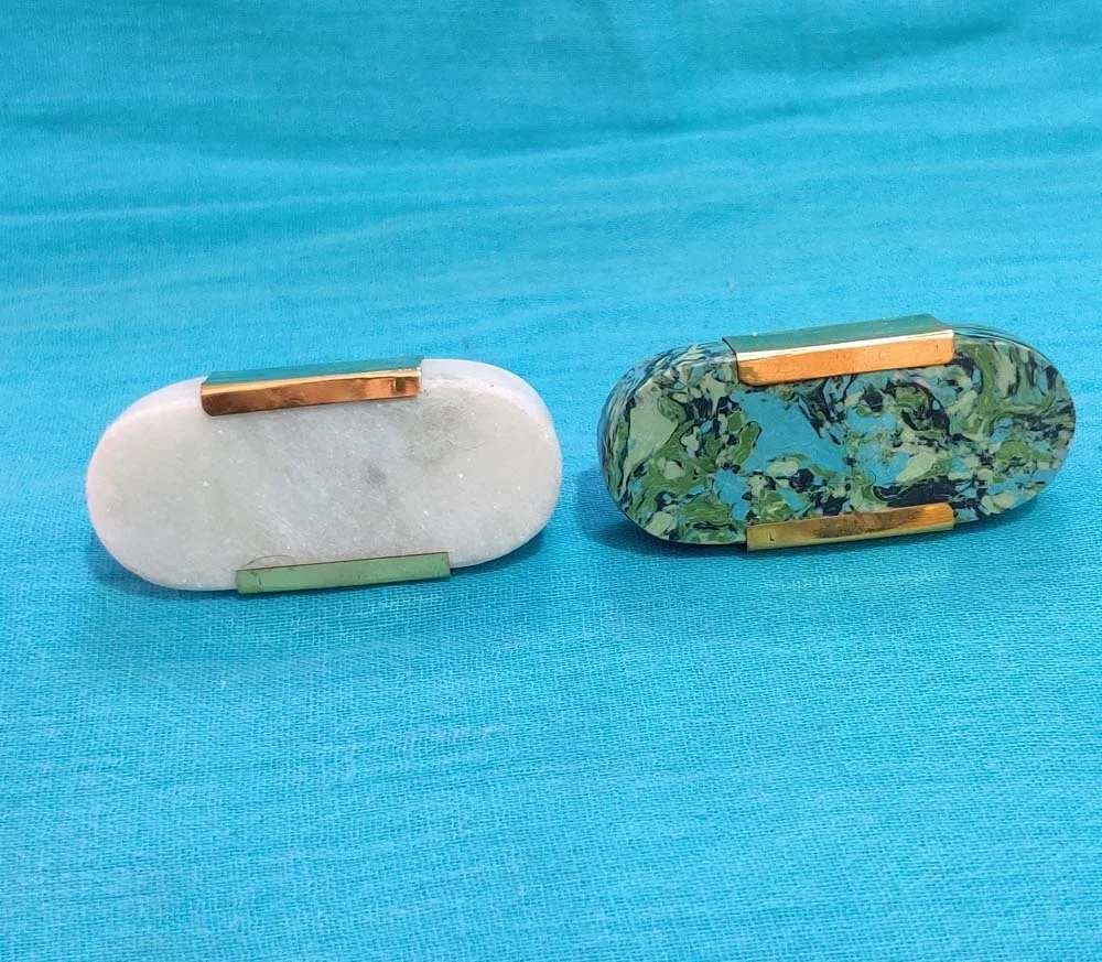 Wholesale New Australian Standard Luxury Stone Drawer Knobs  Brass Finished Cabinet Pulls in Customized Size Furniture Handles