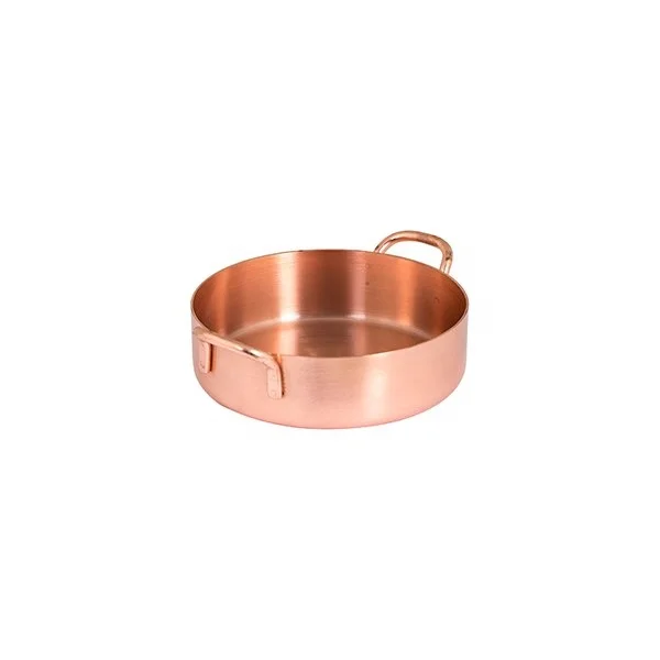 Copper Plated Stainless Steel Metal Mini Serving Fry Pan with Wire Handles