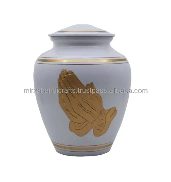 Golden Cream Urn Fully Laminated For Human Ash Funeral Memorial Cremation Urn  for Human Ashes Handcrafted Cremation Urn