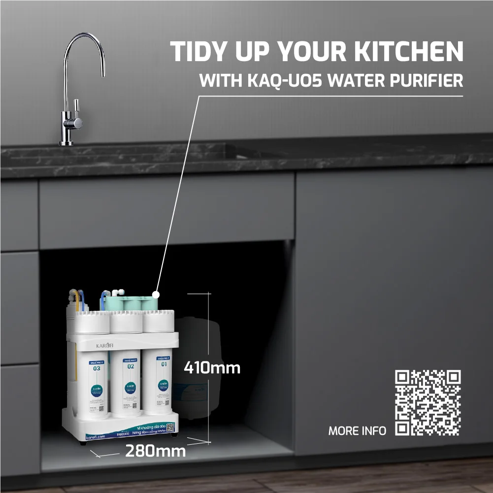 Karofi KAQ-U05 Pro Alkaline Water Purifier Innovative 10-Stage with 100GPD Reverse Osmosis Membrane Made in Vietnam