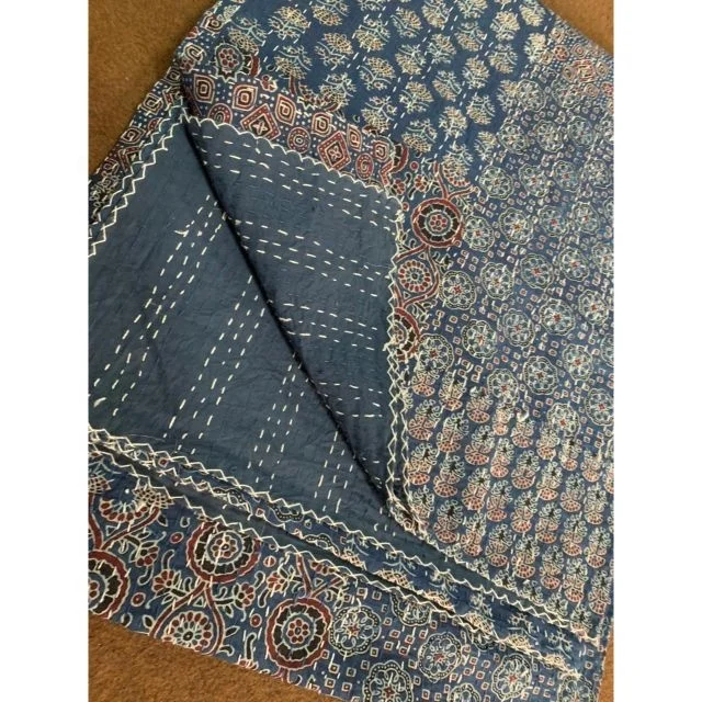 Ajrakh лоскутное покрывало большого размера ручной работы однотонное мягкое всесезонное kantha