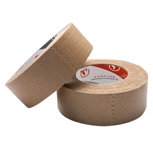 Custom Logo Printed Adhesive Tape Water Activated Gummed Reinforced Kraft Paper Tape