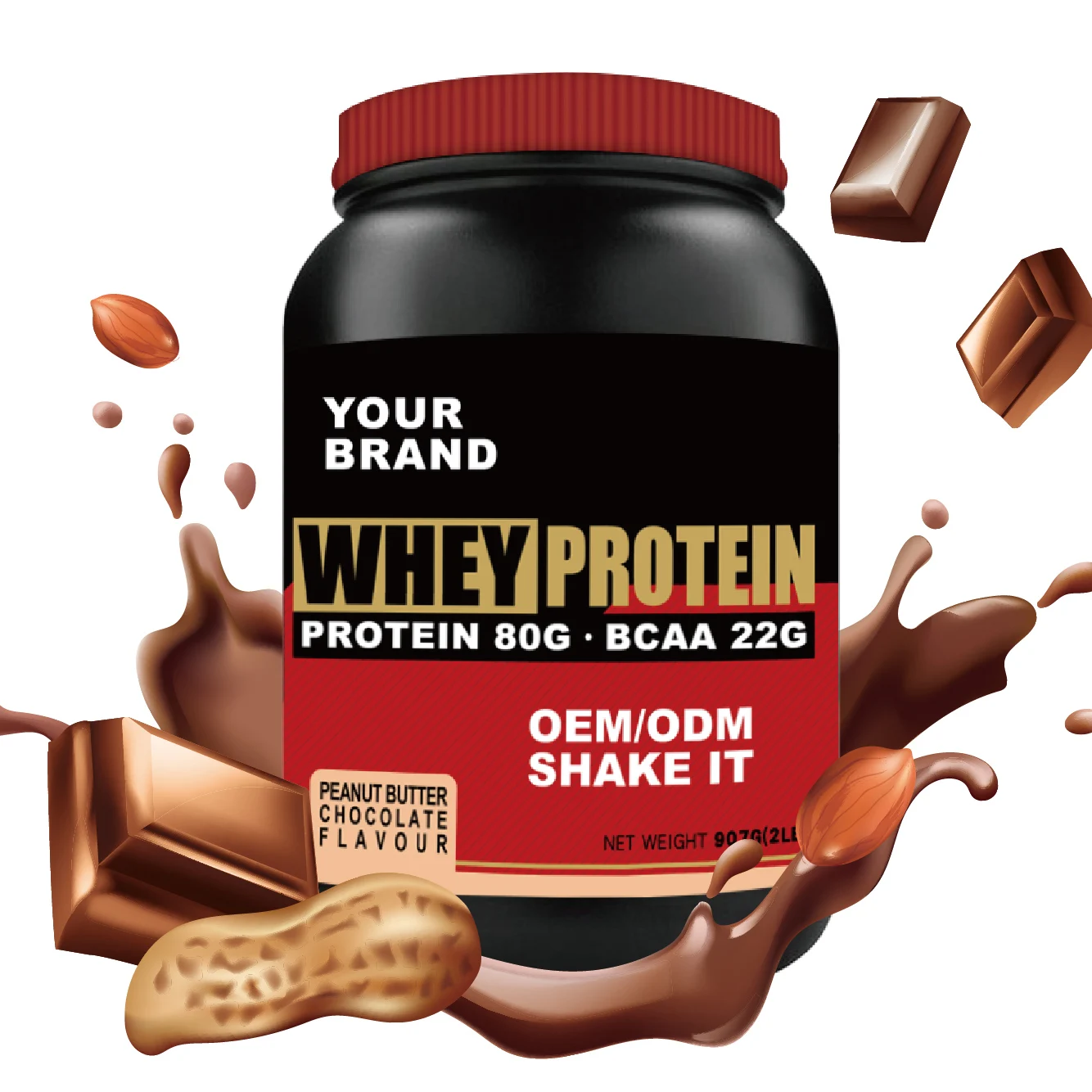 Customize whey protein powder 100% whey peanut chocolate Flavour 2LB