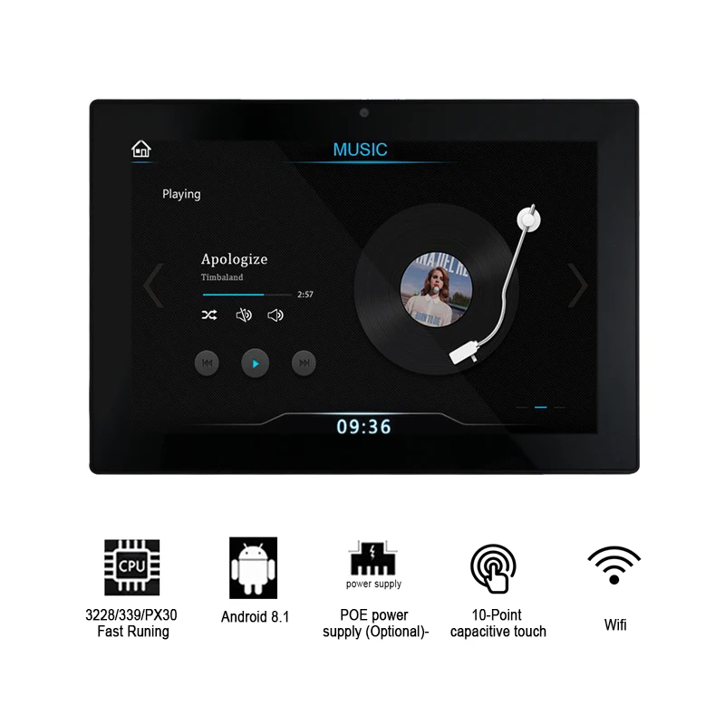 PX30 Wall Mount 1GB+8GB All In One 1280*800 Poe Android 8.1 5G WiFi Optional Digital Signage Media Tablet