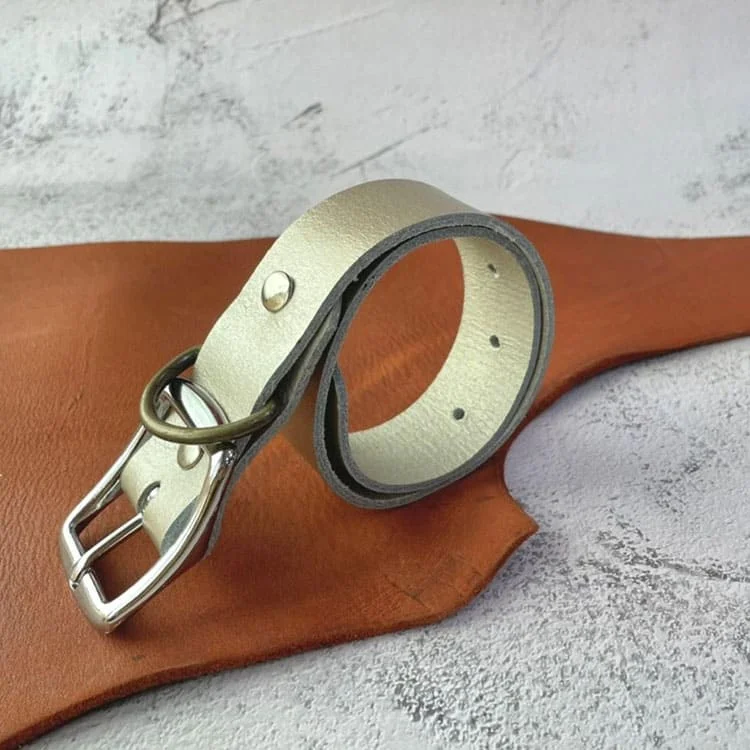 Широкий сверхпрочный плоский роскошный ошейник из воловьей кожи ручной работы серебристого цвета для собак роскошный ошейник для домашних животных