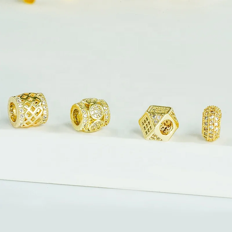 fashion jewelry 2022 18k gold plated jewelry cz spacer beads gemstone beads for jewelry making cubic zirconia diamond diy